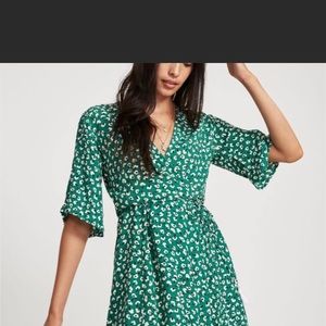 Faithful the Brand Green floral wrap mini dress